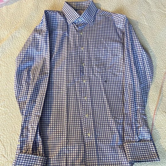 Brooks Brother's Blue Check Men's Dress Shirt with French Cuffs EUC - Picture 5 of 15